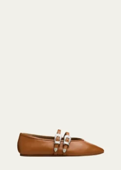 Le Monde BerylClaudia Mary Jane Buckle Leather Ballerina Flats