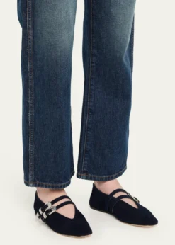 Le Monde BerylClaudia Suede Western-Buckle Ballerina Flats