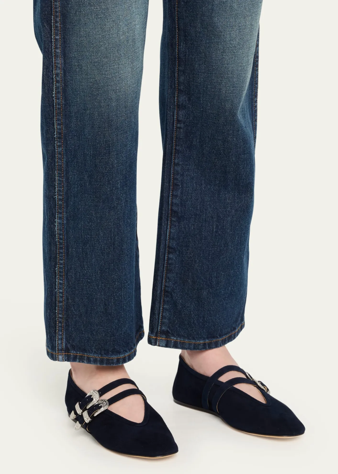 Le Monde BerylClaudia Suede Western-Buckle Ballerina Flats