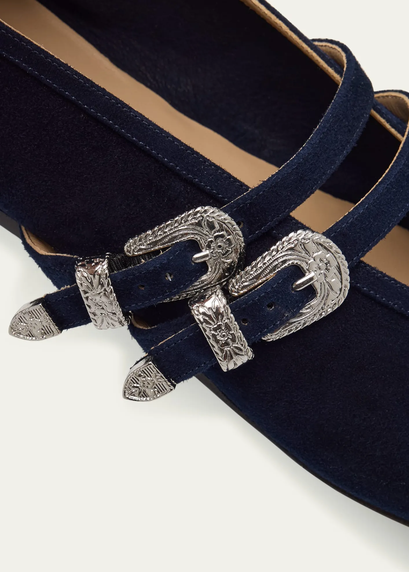 Le Monde BerylClaudia Suede Western-Buckle Ballerina Flats