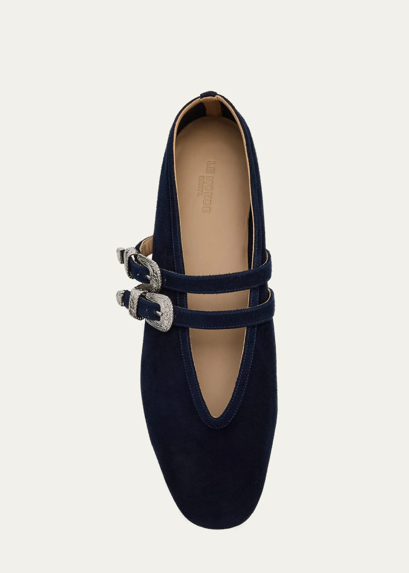 Le Monde BerylClaudia Suede Western-Buckle Ballerina Flats