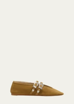 Le Monde BerylClaudia Suede Western Buckle Ballerina Flats