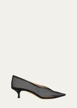Le Monde Beryl40mm Babouche Mesh Kitten-Heel Pumps