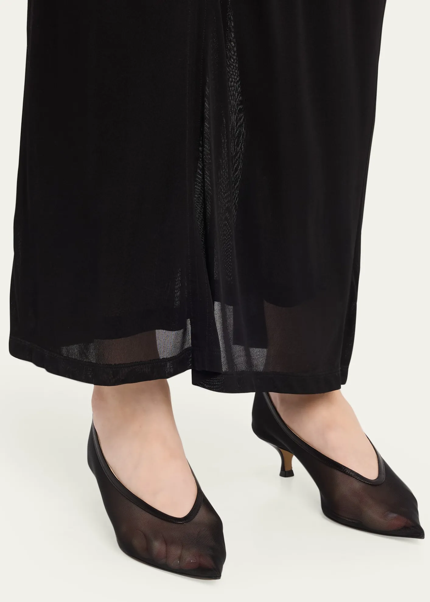 Le Monde Beryl40mm Babouche Mesh Kitten-Heel Pumps