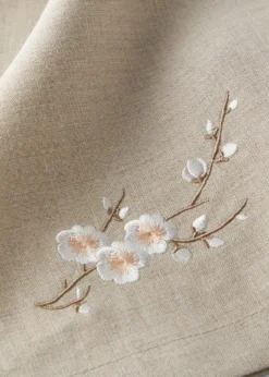 Le Reve d'AnfuCherry Blossom Embroidered Linen Napkin, 22" Square