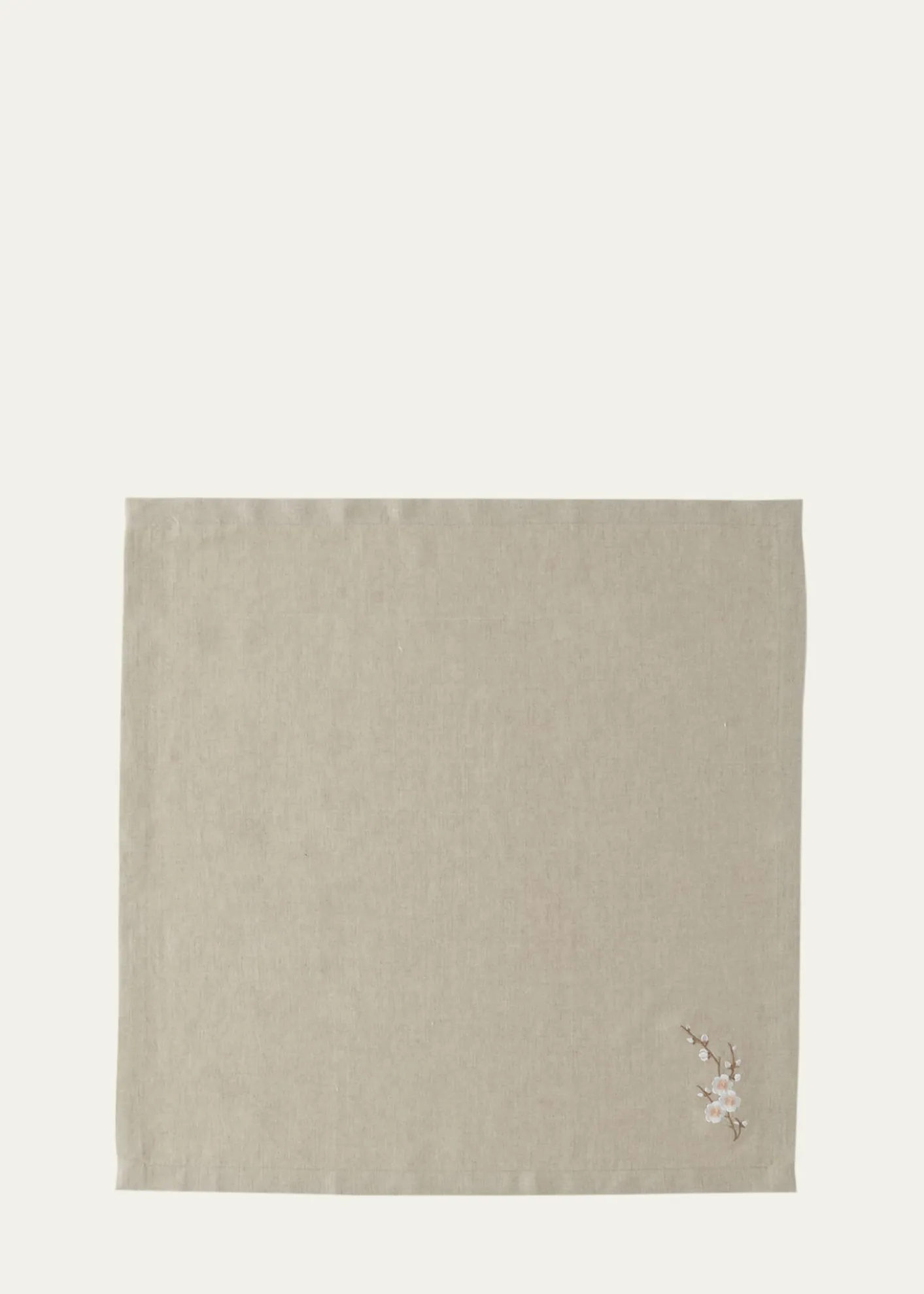 Le Reve d'AnfuCherry Blossom Embroidered Linen Napkin, 22" Square