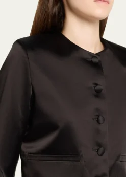LiberoweSingle-Breasted Satin Peplum Jacket