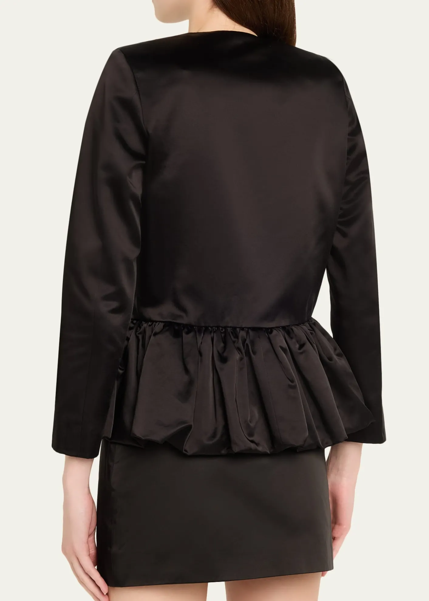 LiberoweSingle-Breasted Satin Peplum Jacket