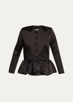 LiberoweSingle-Breasted Satin Peplum Jacket