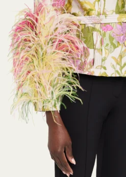 LibertineDianthus Jacquard Feather-Trim Single-Breasted Jacket