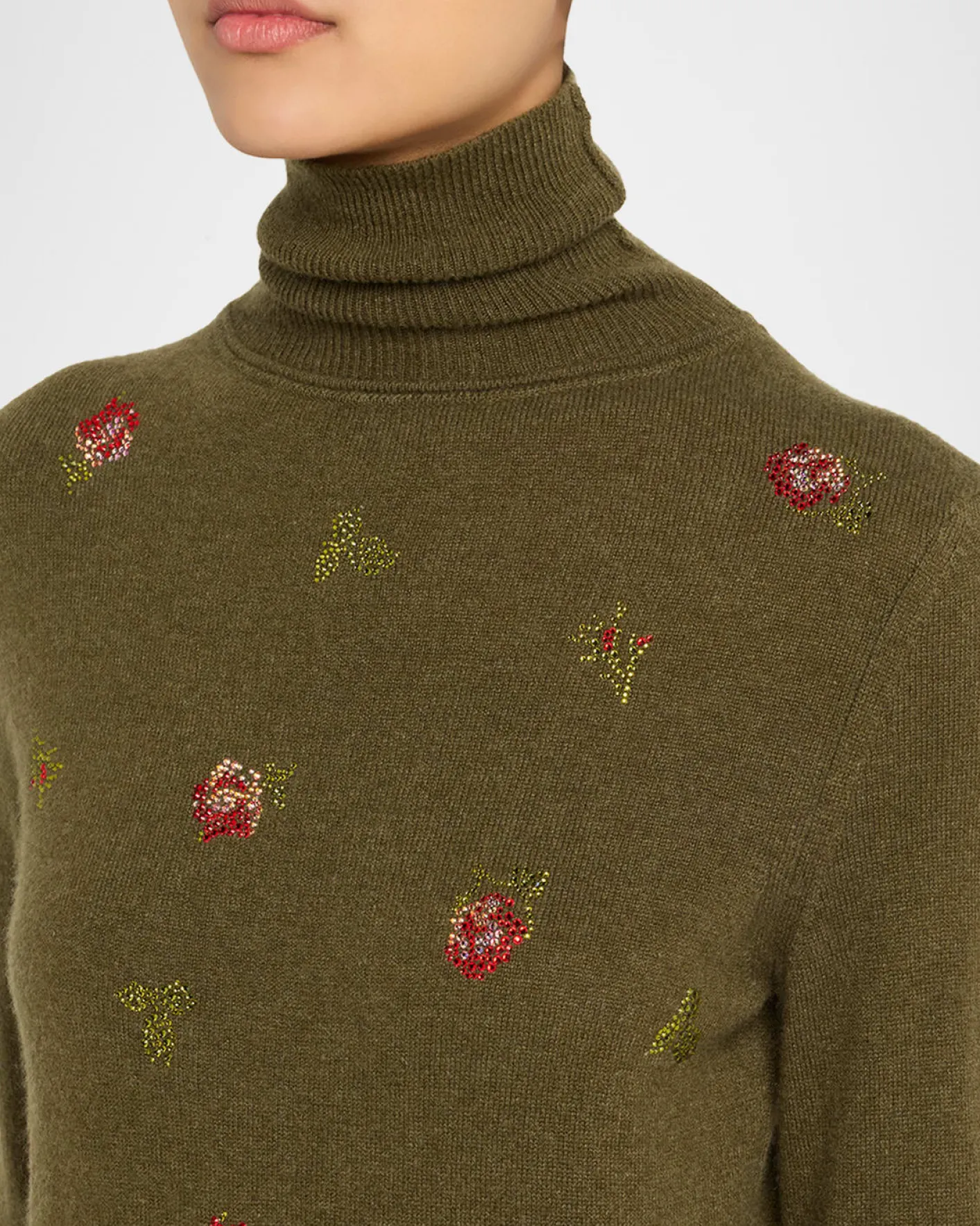 LibertineFlorecita Embellished Cashmere Turtleneck Sweater