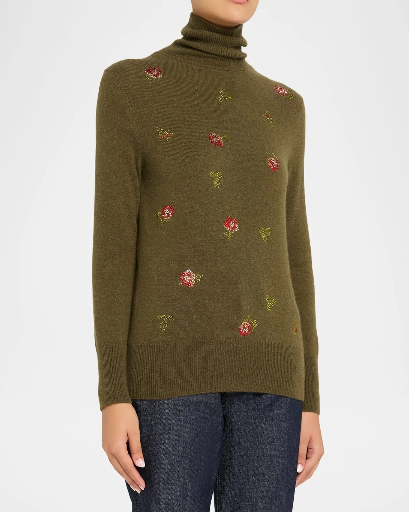 LibertineFlorecita Embellished Cashmere Turtleneck Sweater