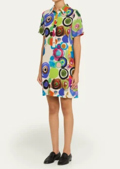 LibertineGouache Printed Preppy Mini Polo Dress