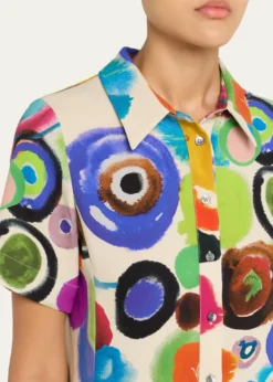 LibertineGouache Printed Preppy Mini Polo Dress