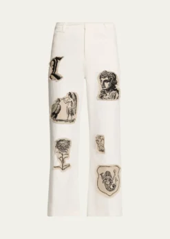 LibertineGraphic Patches Kickflare-leg Ankle Jeans