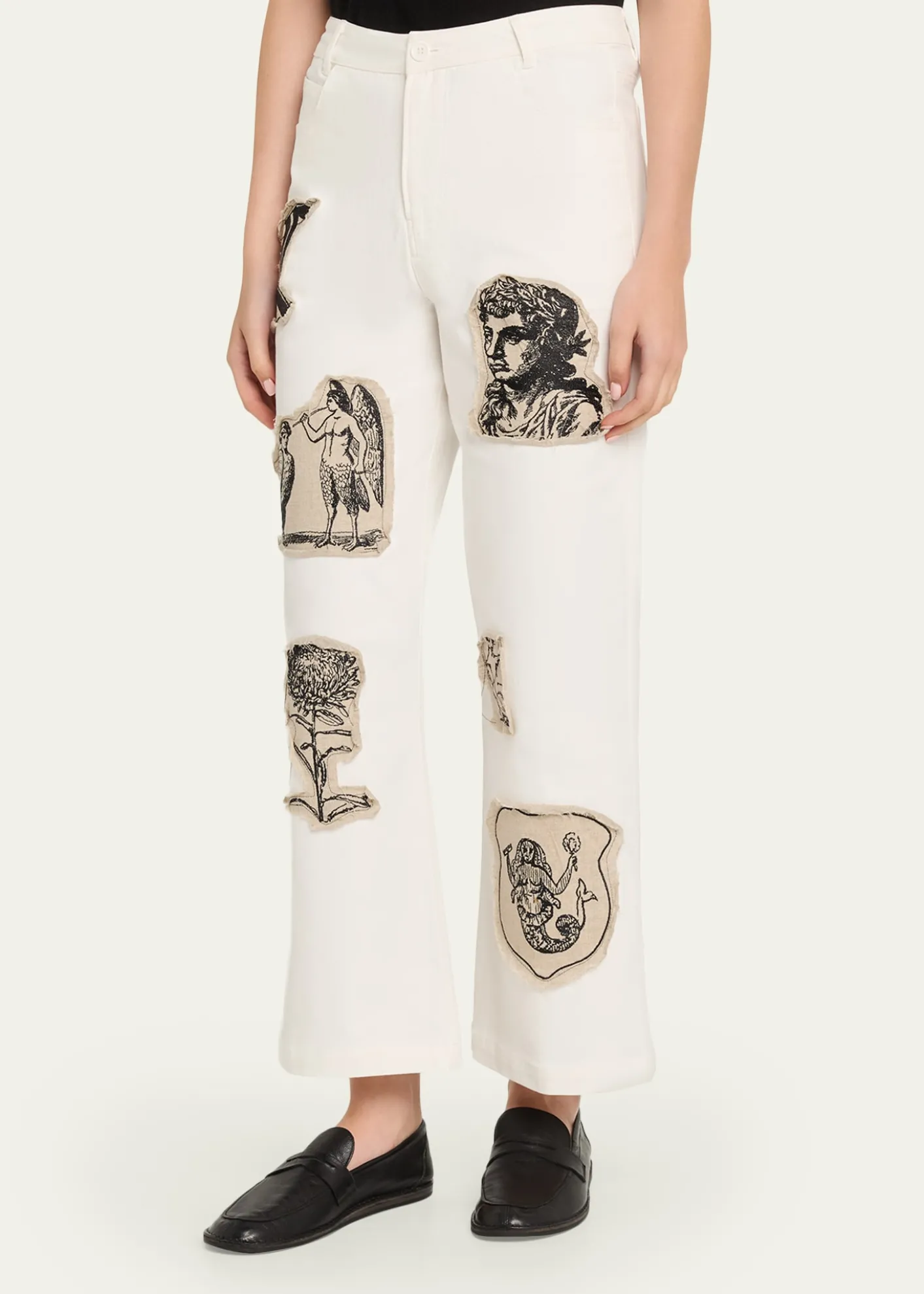 LibertineGraphic Patches Kickflare-leg Ankle Jeans