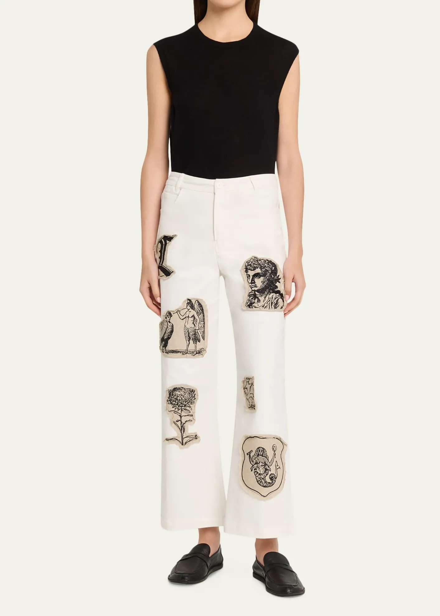 LibertineGraphic Patches Kickflare-leg Ankle Jeans