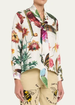 LibertineHollyhock Floral Silk Slim Tie Keith Blouse