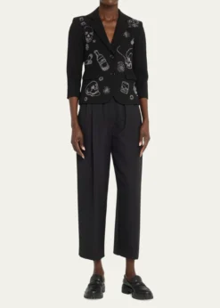 LibertineParty Skulls Gabardine Blazer, Black