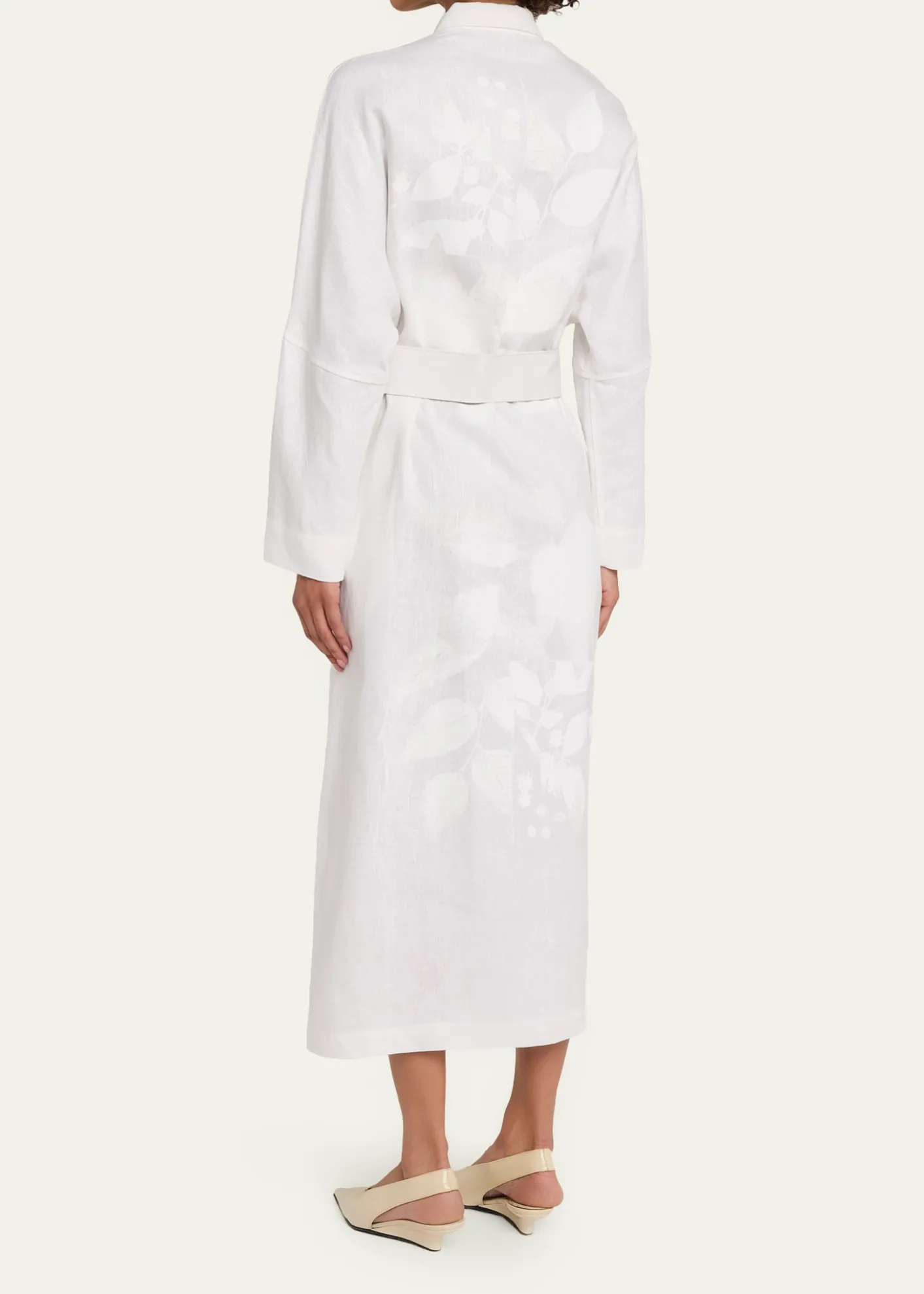 LibertinePorcelain Garden Linen Belted Midi Shirtdress