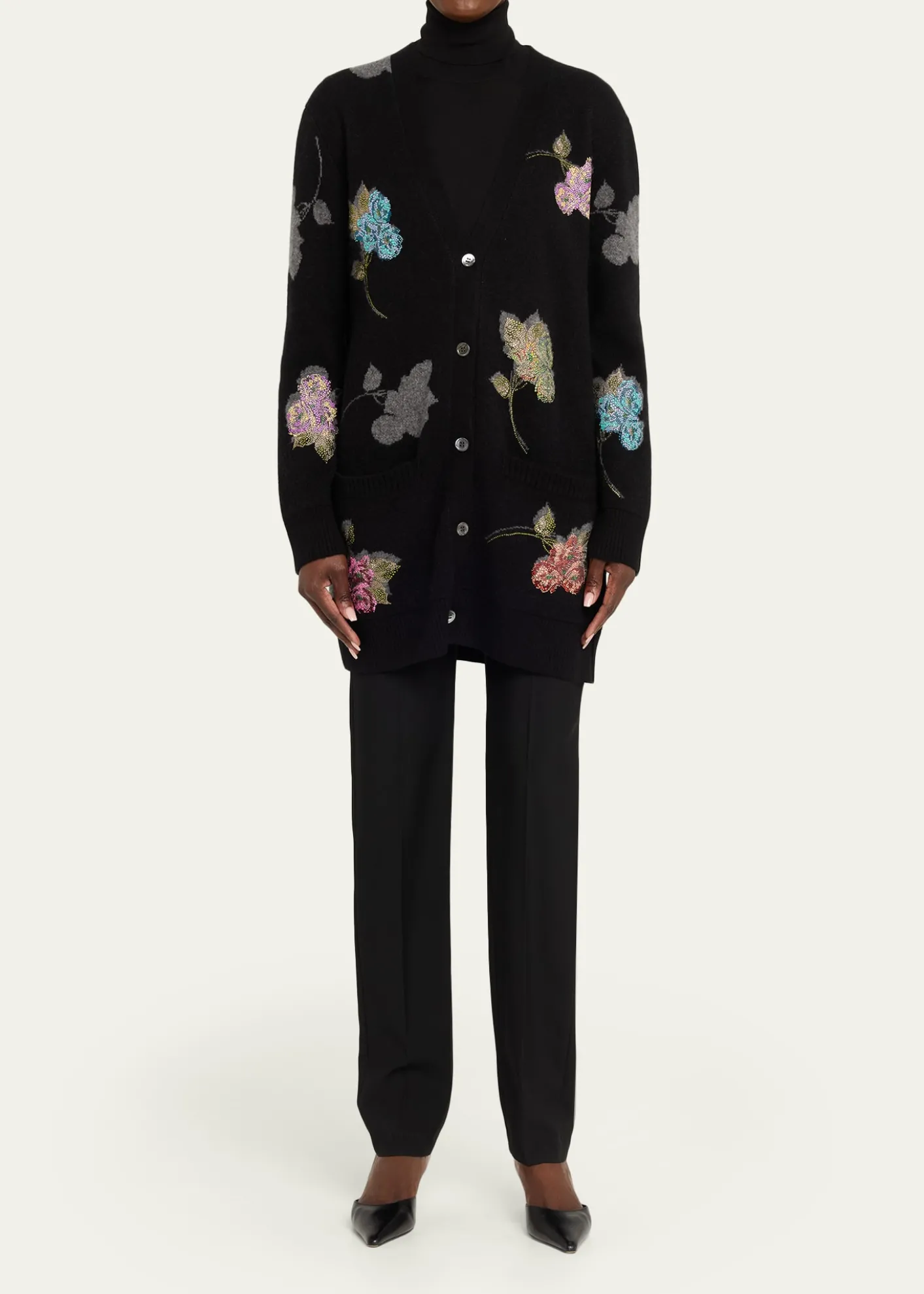 LibertinePrimrose Shadow Cashmere V-Neck Cardigan