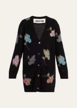 LibertinePrimrose Shadow Cashmere V-Neck Cardigan