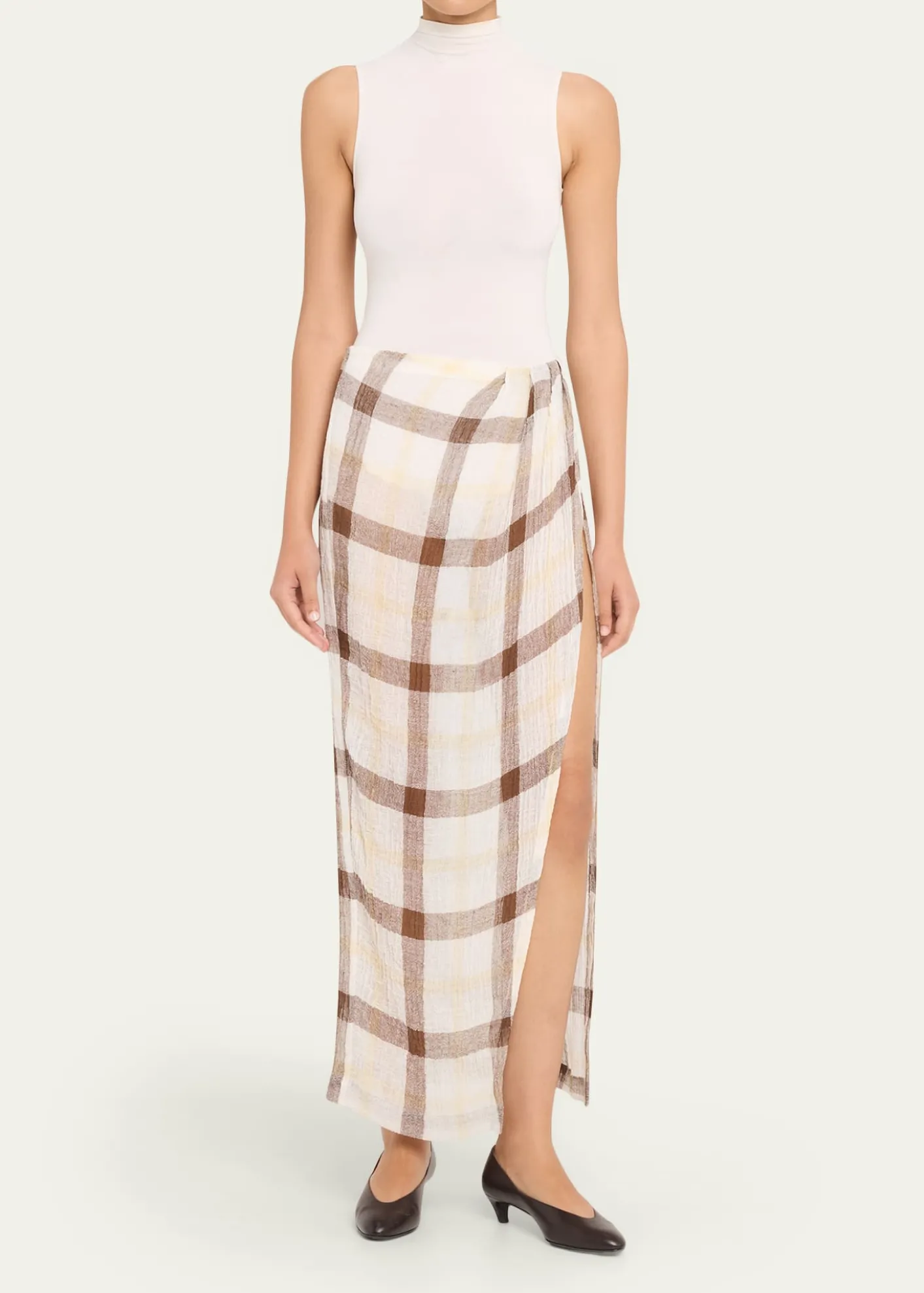 Lisa Marie FernandezPlaid Sarong Maxi Skirt