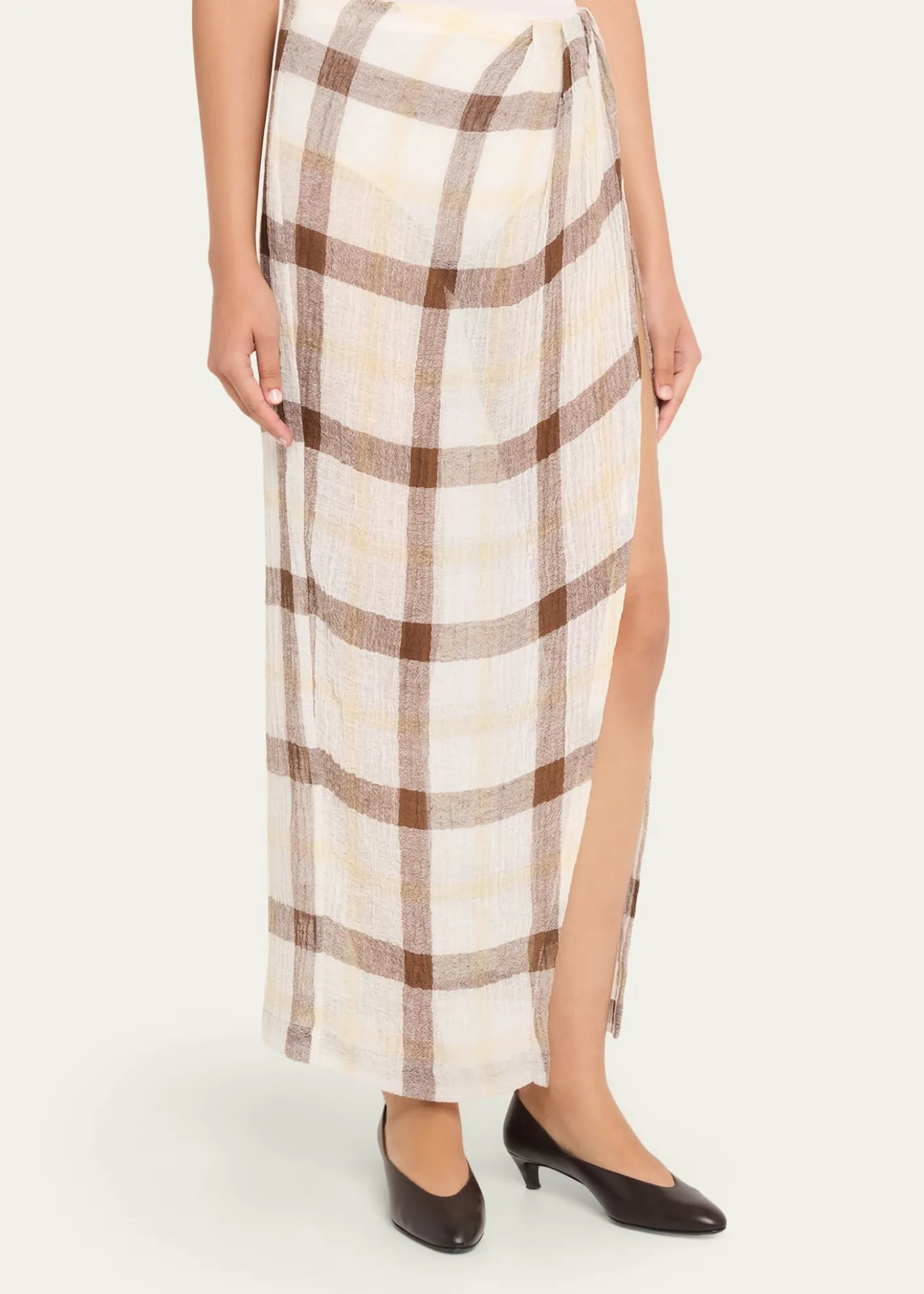 Lisa Marie FernandezPlaid Sarong Maxi Skirt