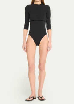 Lisa Marie FernandezSeersucker Cropped Cardigan