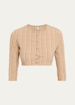 Lisa Marie FernandezSeersucker Cropped Cardigan