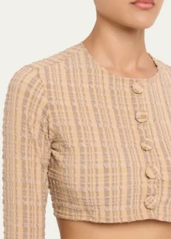 Lisa Marie FernandezSeersucker Cropped Cardigan
