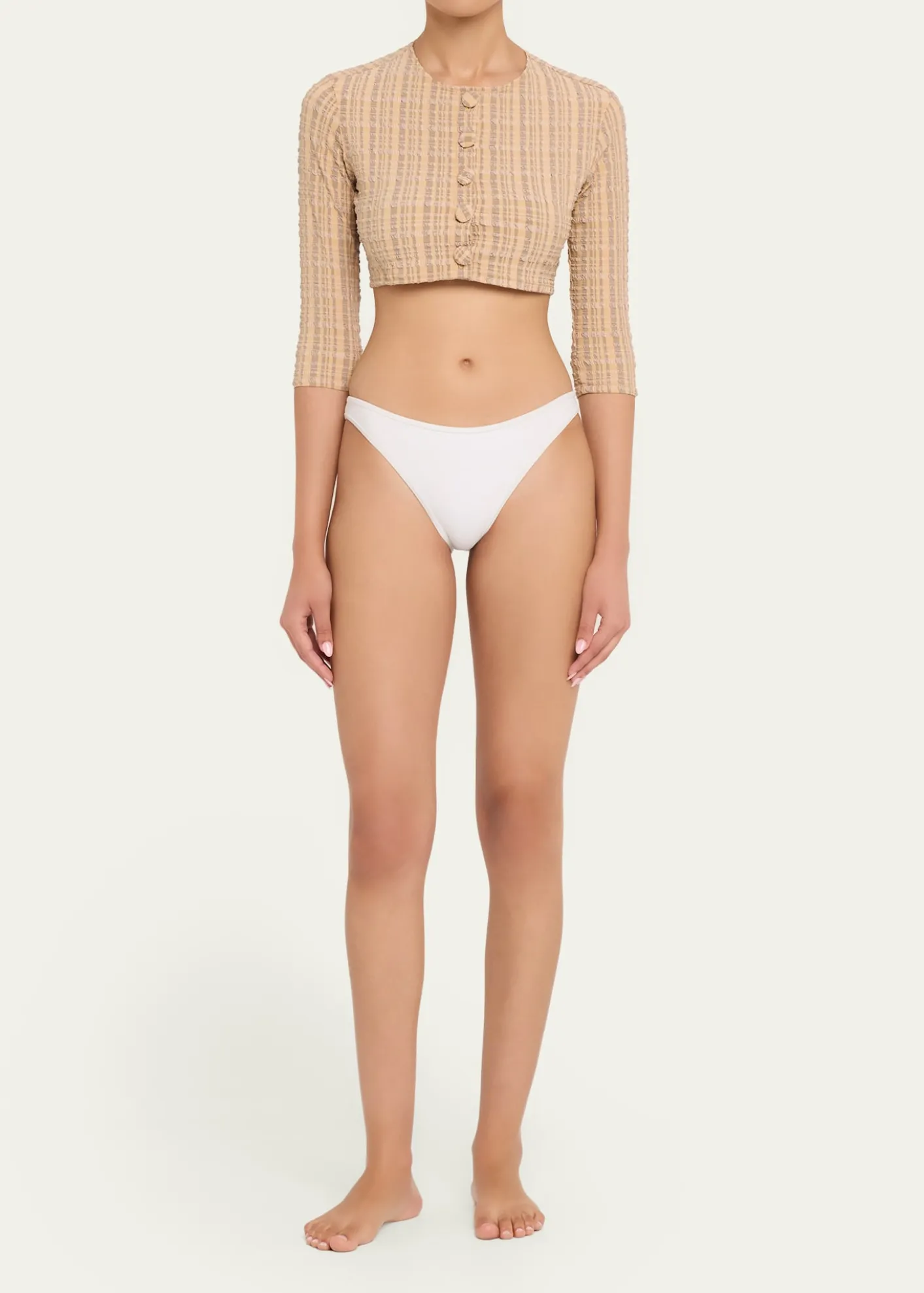 Lisa Marie FernandezSeersucker Cropped Cardigan