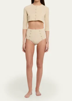 Lisa Marie FernandezSeersucker Cropped Cardigan