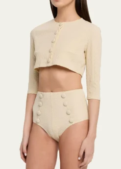 Lisa Marie FernandezSeersucker Cropped Cardigan
