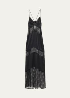 LivySully Floral Lace & Silk Satin Maxi Dress