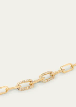 Lizzie Mandler Fine JewelryKnife Edge Oval Link Bracelet with Half Pave Diamond Links