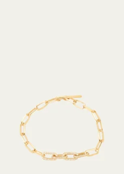 Lizzie Mandler Fine JewelryKnife Edge Oval Link Bracelet with Half Pave Diamond Links