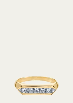 Lizzie Mandler Fine Jewelry18K Yellow Gold Trillion Princess Diamond Chevron Band Ring