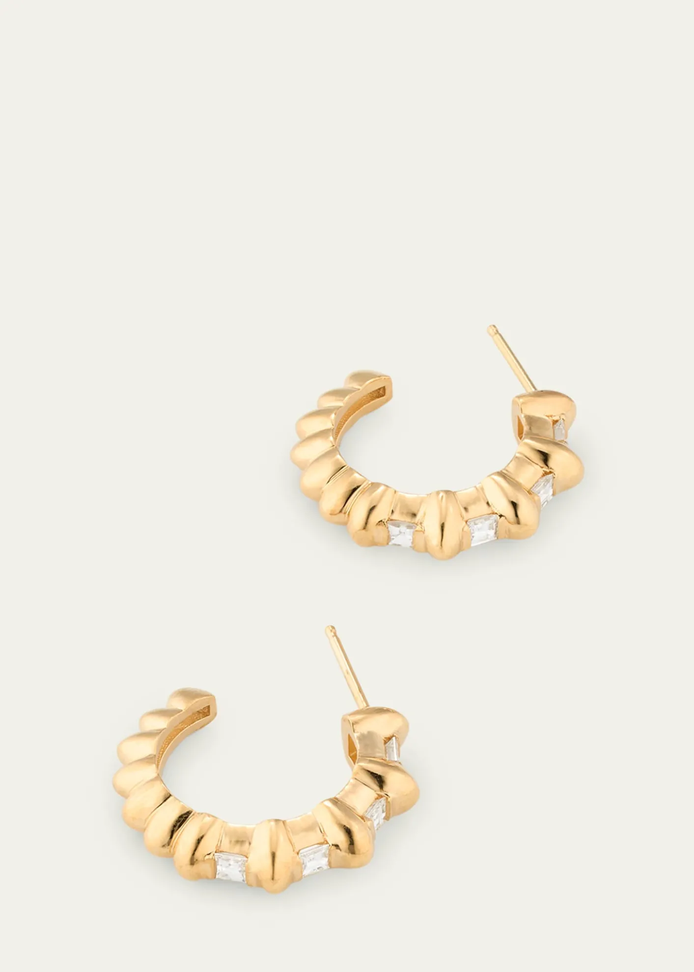 Lizzie Mandler Fine Jewelry18K Yellow Gold Bubble Bar Single-Row Carre Diamond Hoop Earrings