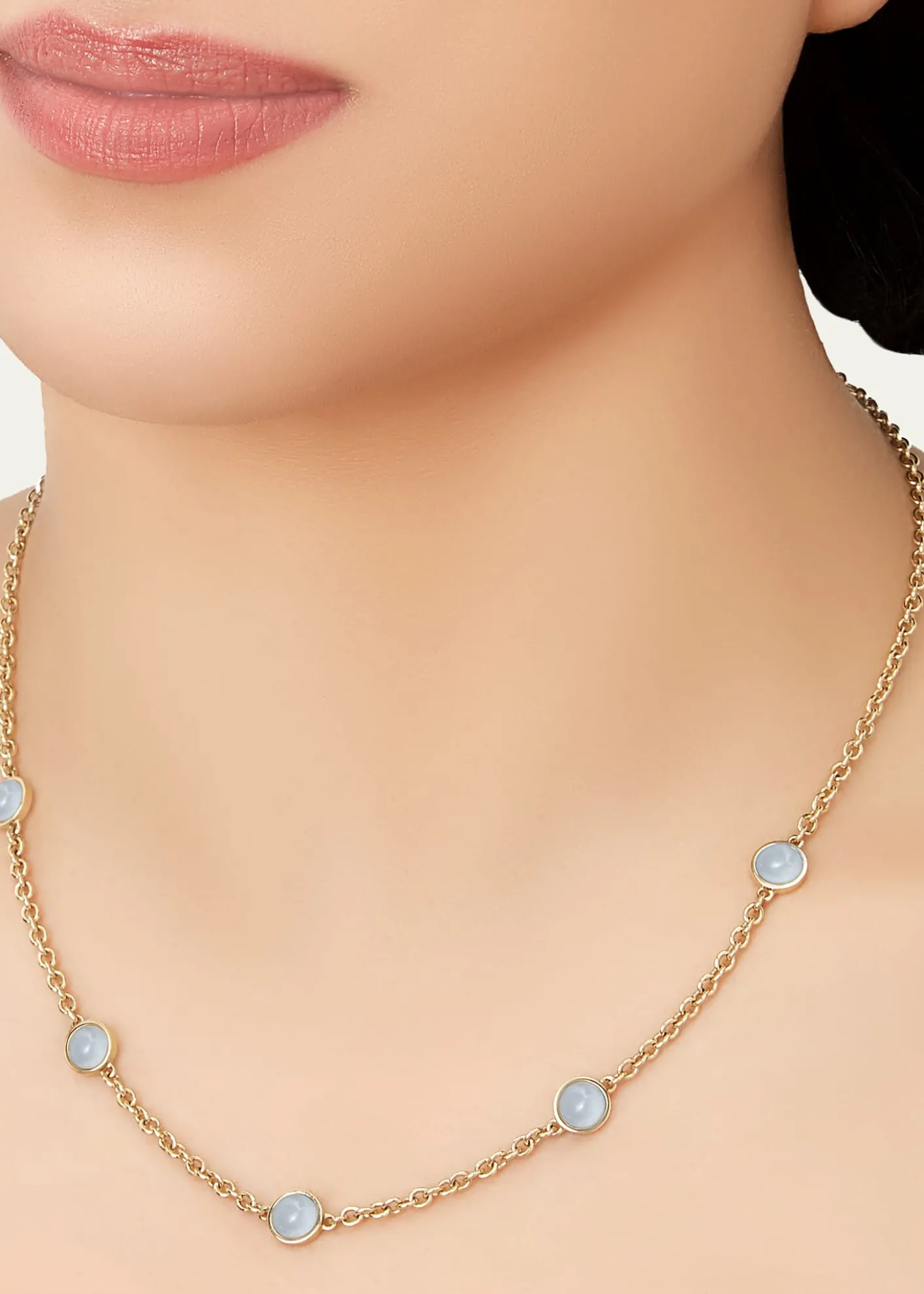 L. Klein18k Gold Bubbles Aquamarine Chain Necklace