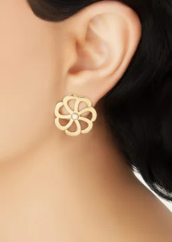 L. Klein18k Gold Flora Diamond Stud Earrings