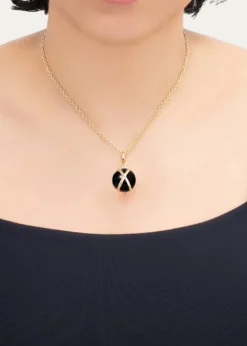 L. KleinPrisma 18k Gold & Black Agate Large Pendant Luxe Chain Necklace