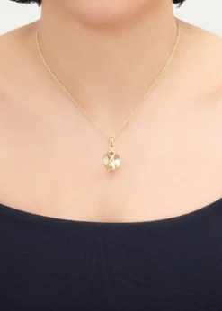 L. KleinPrisma 18k Gold & Crystal Quartz Medium Pendant Classic Chain Necklace