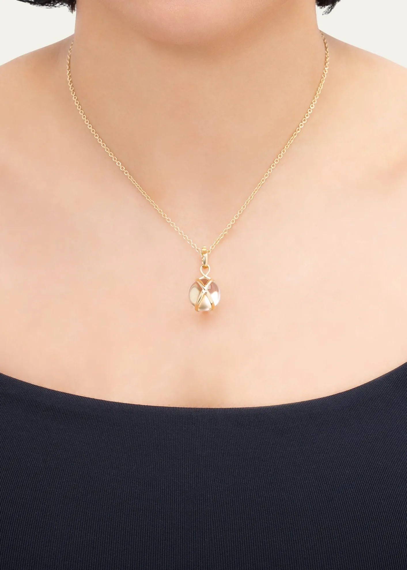 L. KleinPrisma 18k Gold & Crystal Quartz Medium Pendant Classic Chain Necklace