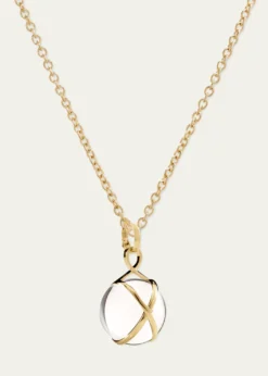 L. KleinPrisma 18k Gold & Crystal Quartz Medium Pendant Classic Chain Necklace