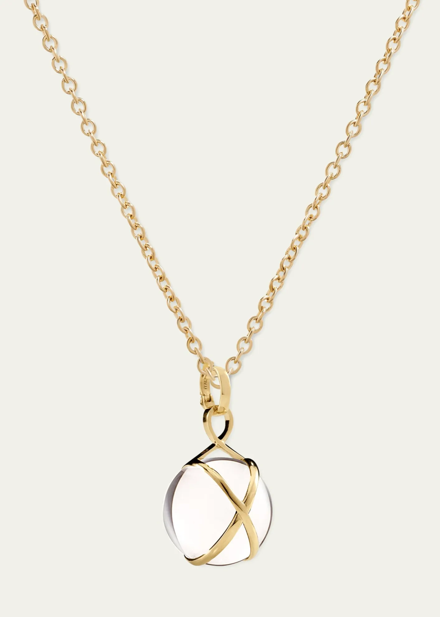 L. KleinPrisma 18k Gold & Crystal Quartz Medium Pendant Classic Chain Necklace