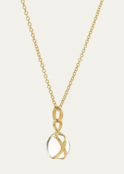 L. KleinPrisma 18k Gold & Crystal Quartz Small Pendant Brilliant Chain Necklace