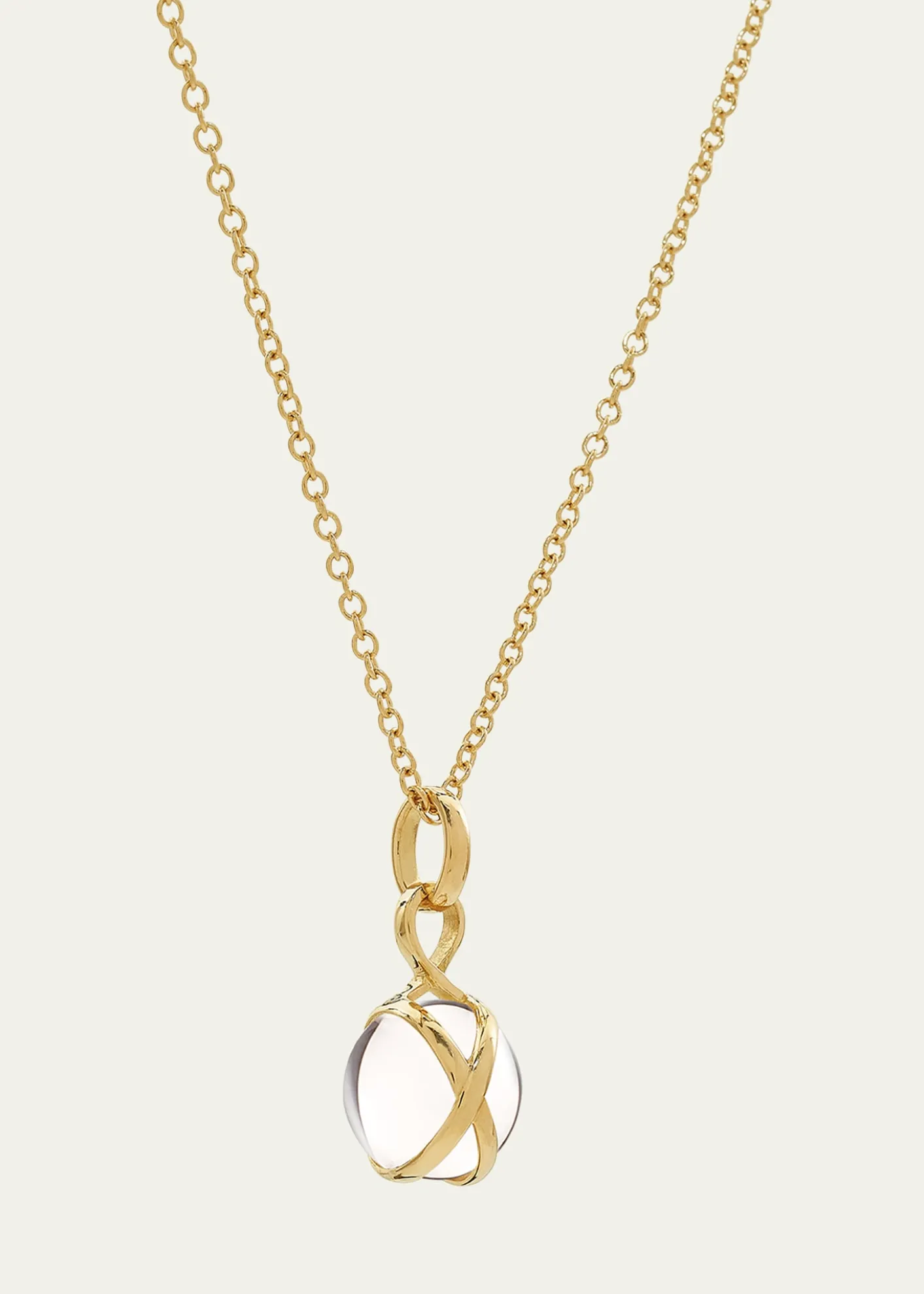 L. KleinPrisma 18k Gold & Crystal Quartz Small Pendant Brilliant Chain Necklace