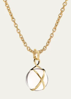 L. KleinPrisma 18k Gold & Crystal Quartz Large Pendant Luxe Chain Necklace