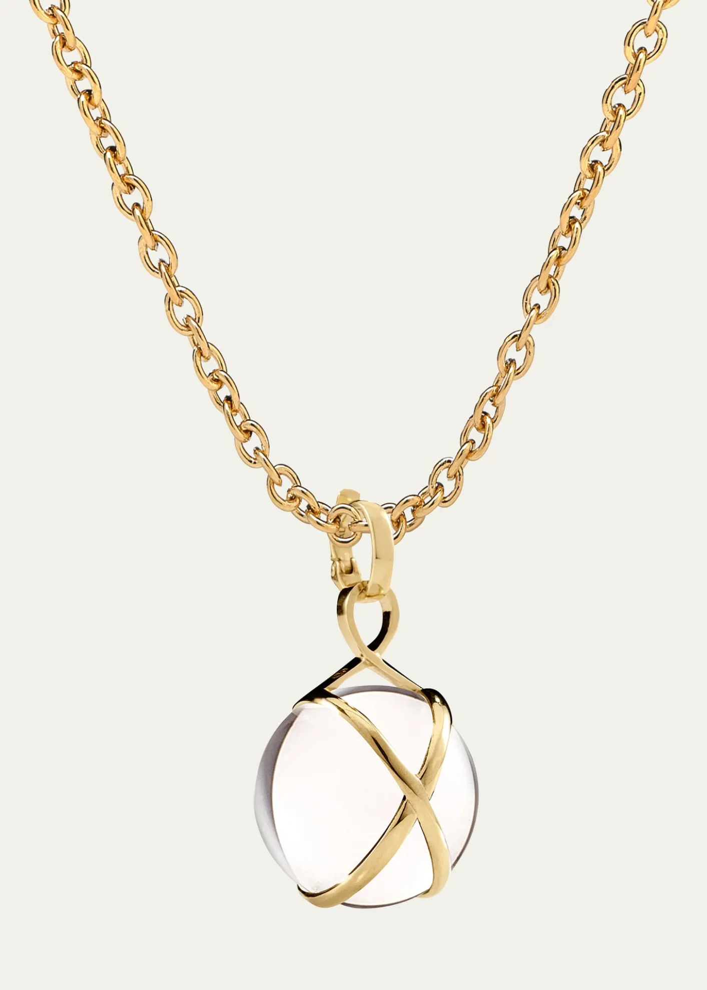 L. KleinPrisma 18k Gold & Crystal Quartz Large Pendant Luxe Chain Necklace